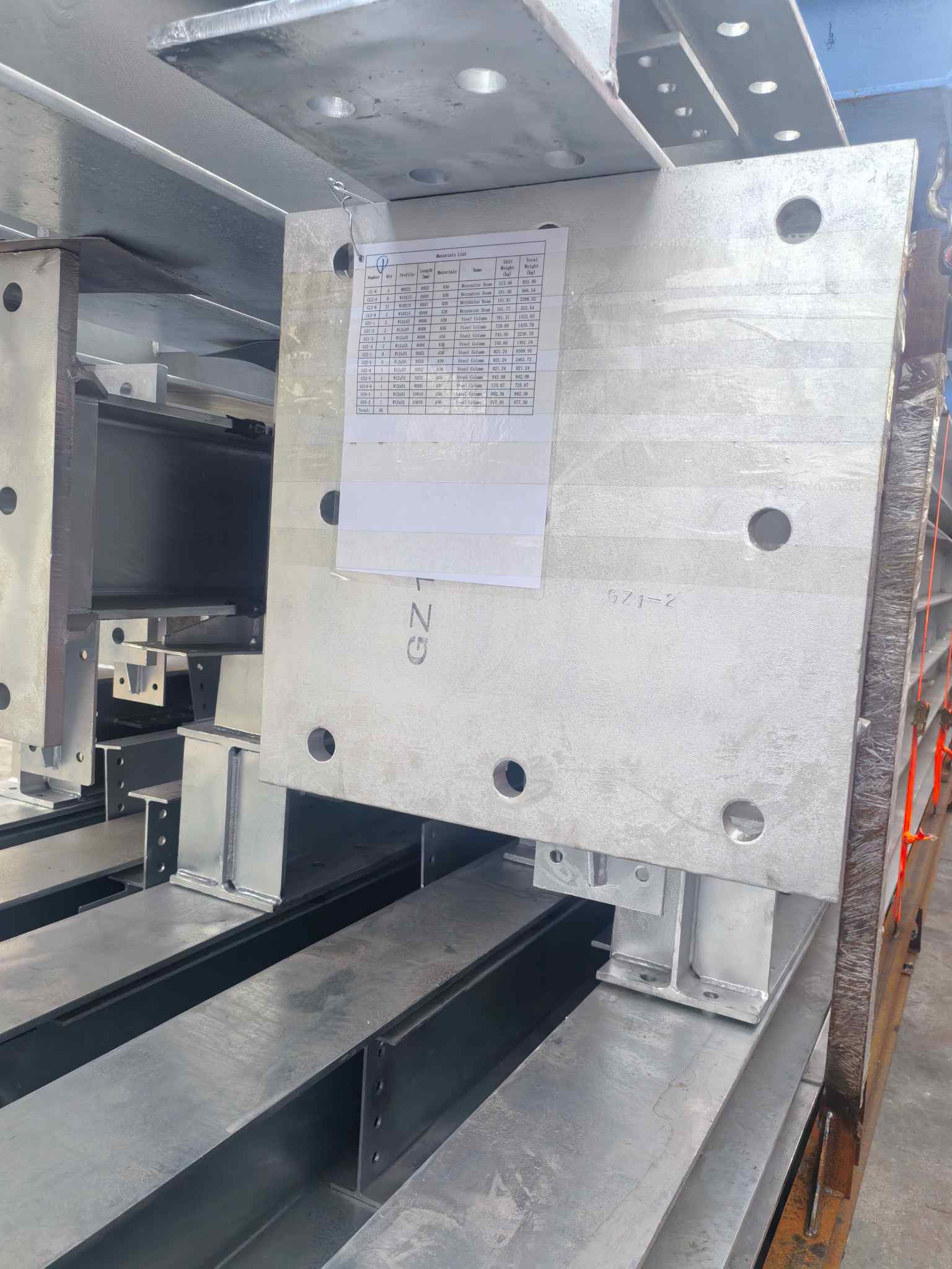 Steel structure components prepared for shipment to the Dominican Republic