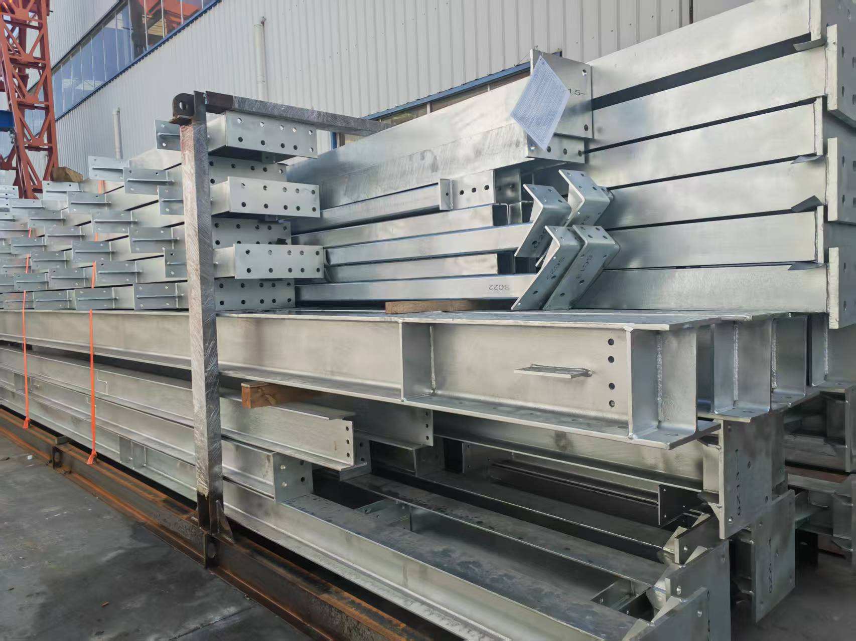 Steel structure components loaded for shipment from Qingdao Port